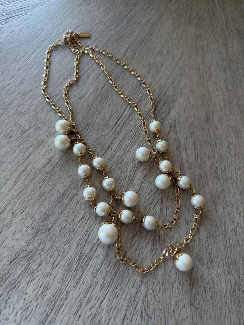 Kate Spade Pearl Gold Tone Chain Long Necklace